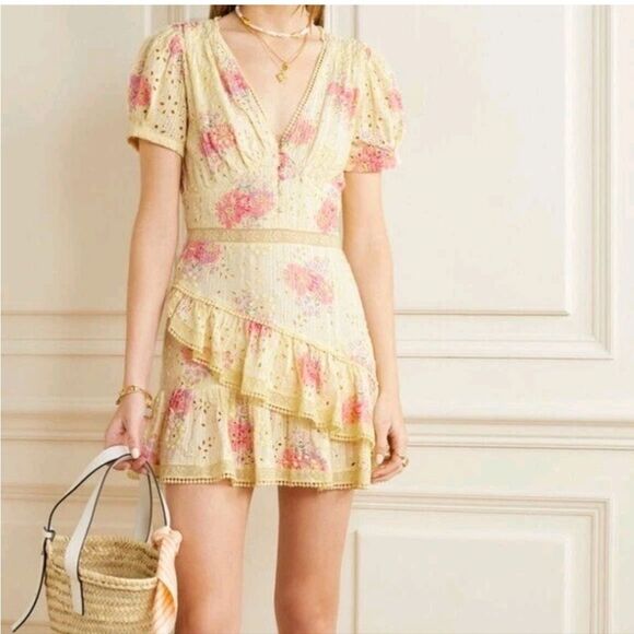 LoveShackFancy Bea Embroidered Eyelet Mini Dress Size 8 - Picture 11 of 11